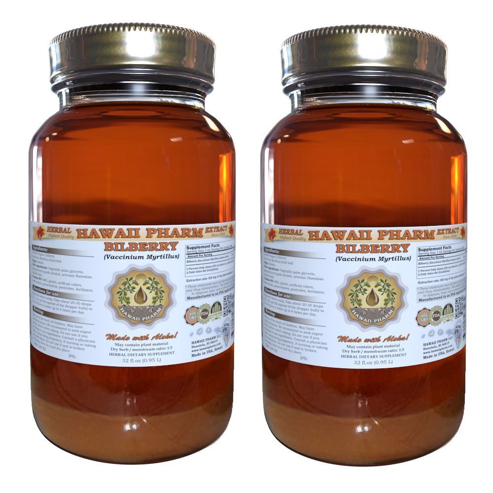 Bilberry Liquid Extract Bilberry Vaccinium Myrtillus Berries Powder Tincture Supplement 2x32 oz Unfiltered