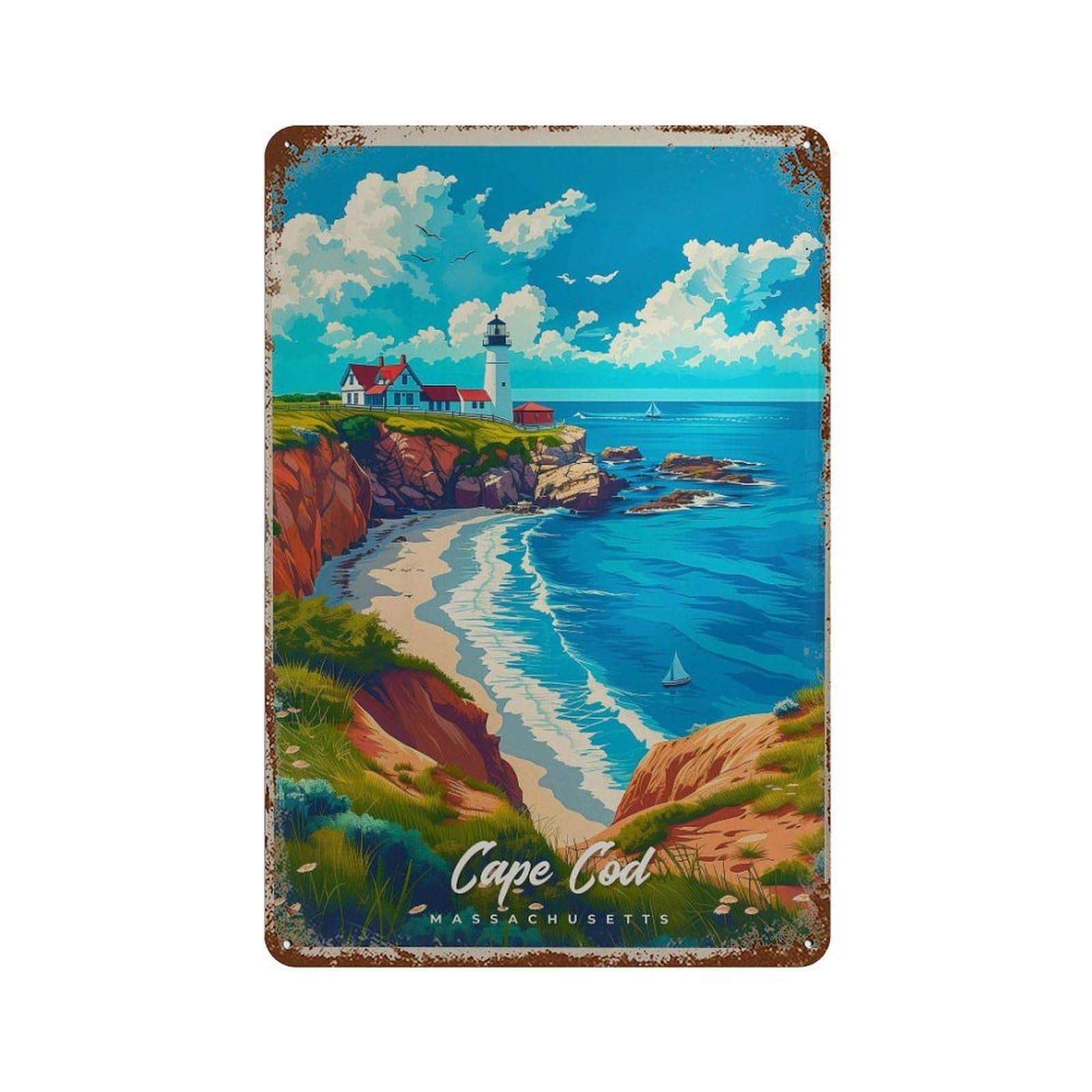 xiaoxiaoshen Cape Cod Travel Massachusetts Coastal Wall Decor Art Metal Tin Poster Modern Home Decor Art Home Bar Shop Decorations Vintage Sign 30x20cm