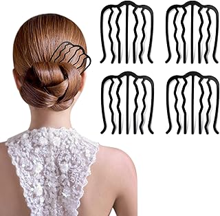 Hair Fork Clip,4pcs U Shape Hair Side Combs, Vintage Hair Side Combs Hair Clip Stick Hair Side Combs Updo Combs Hairstyle Hair Accessories for Women Girls(Black)