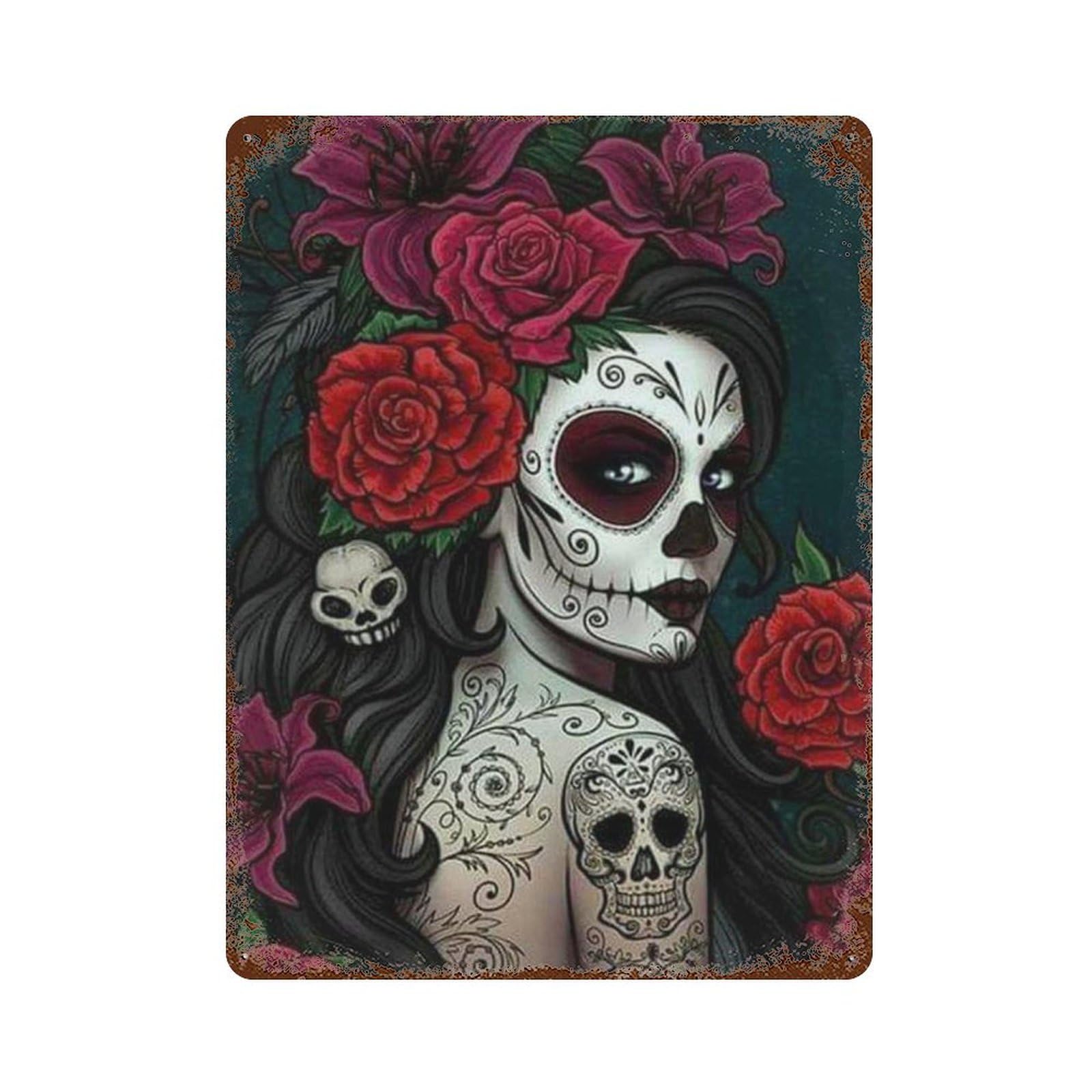 Cartel de metal gótico ideal para regalar en el Día de los Muertos y decorar el hogar