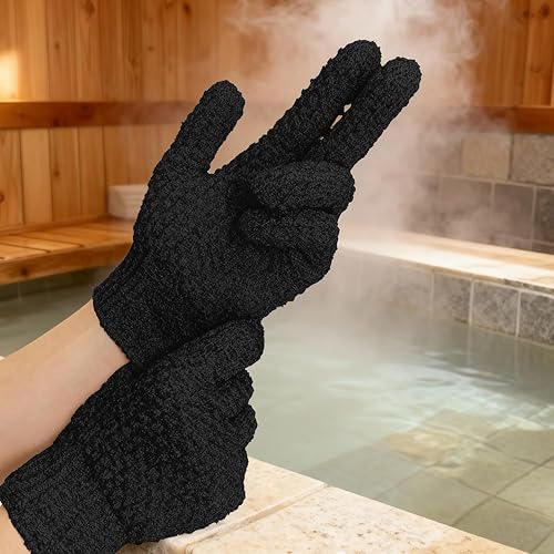 Miniatura 6 de Evridwear Guantes de baño exfoliantes de doble textura para ducha, spa, masaje y exfoliaciones corporales, removedor de células muertas de la piel