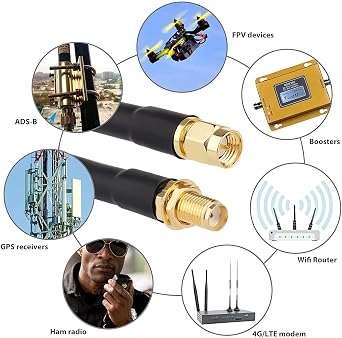 XRDS -RF SMA Cable 1FT, SMA Extension Cable with SMA Male to SMA Female Connector 50 Ohm KMR240 Low Loss SMA Coax Coaxial Cable(2PCS)