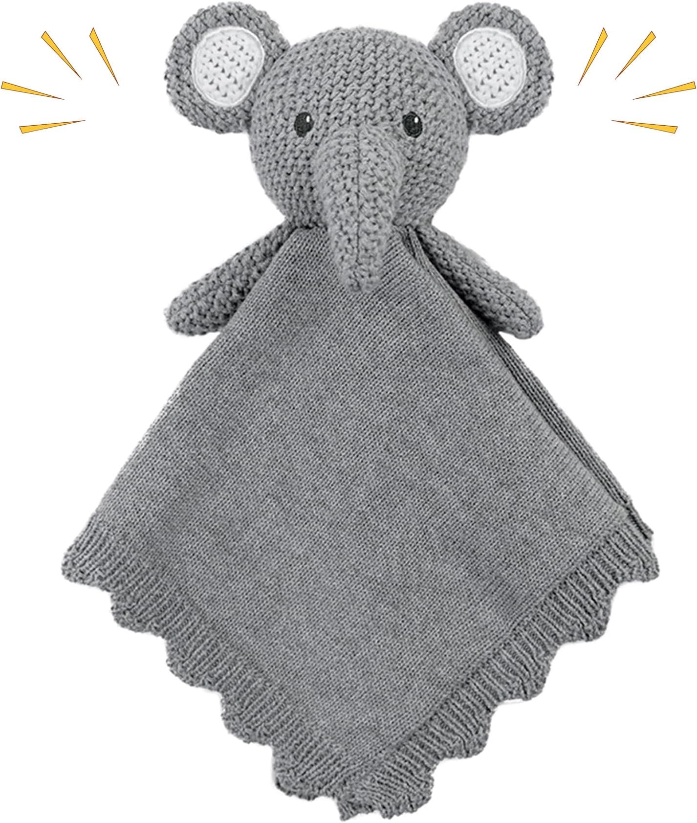 Security Blanket Grey Elephant Cute and Baby-Friendly Comfortable Huggable Blankets, Elephant Stuffed Animal Blanket, Soft Unisex Kids Gift for Newborns Boys and Girls Easter Birthday Christmas