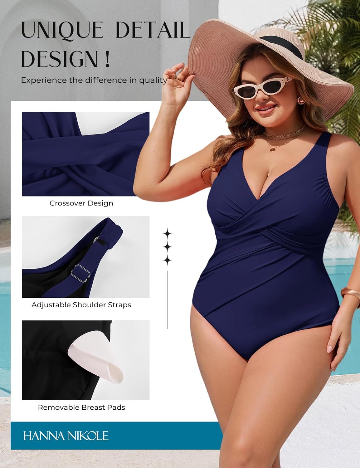 Hanna Nikole Womens Plus Size One Piece Swimsuit, Tummy Control Bathing Suit, Full Coverage Swimwear 2026 - Image 3
