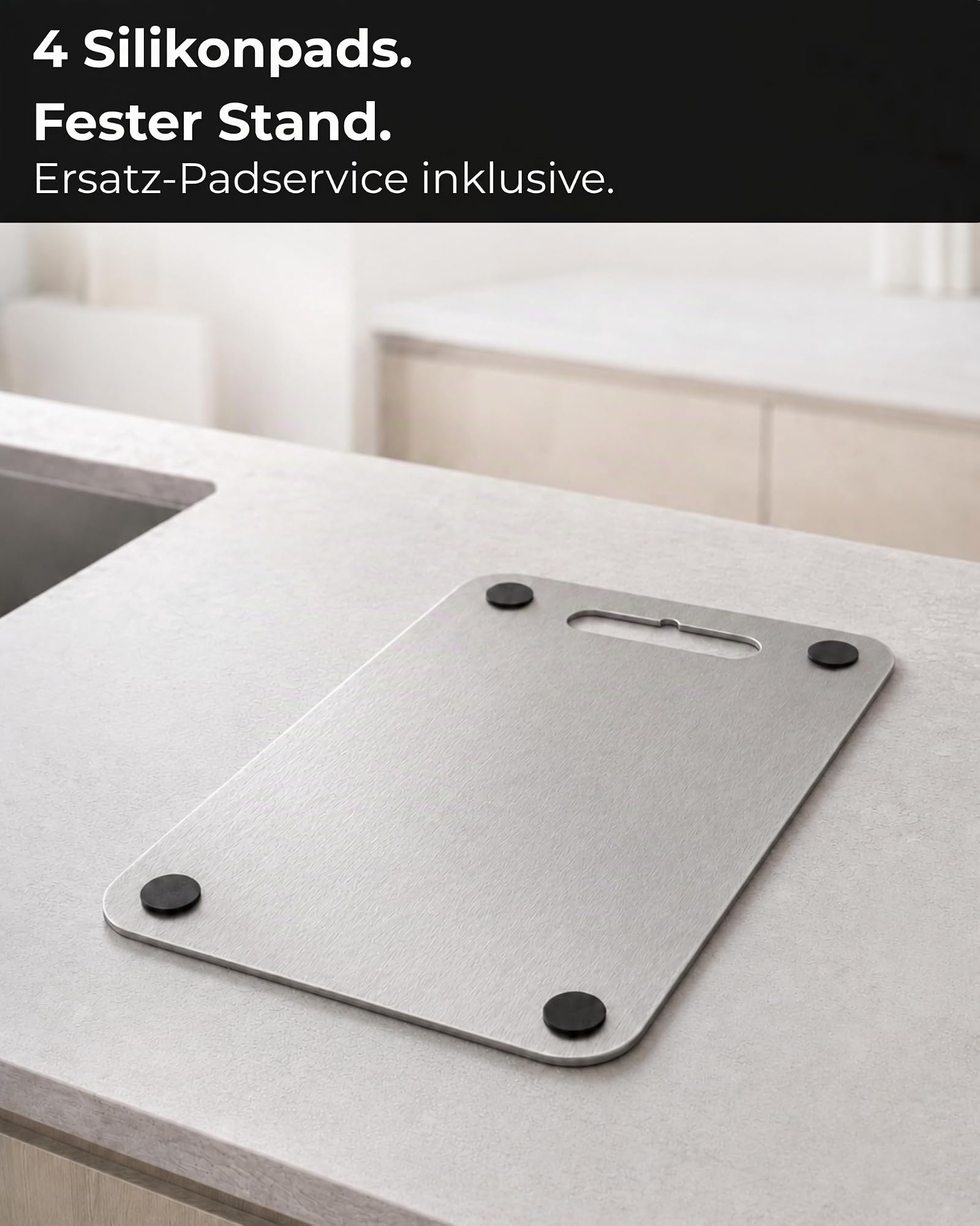 Edelstahl Schneidebrett 40x30 cm - glatt, Made in Germany