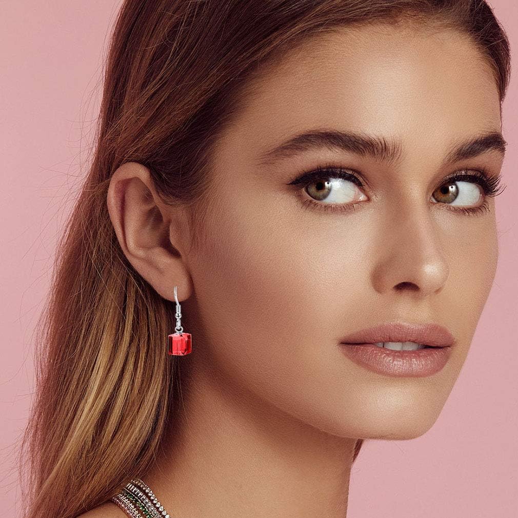 Austrian Crystal Cube Drop Dangle Earrings for Women Fashion 14K Gold Plated Hypoallergenic Jewelry - Image 2