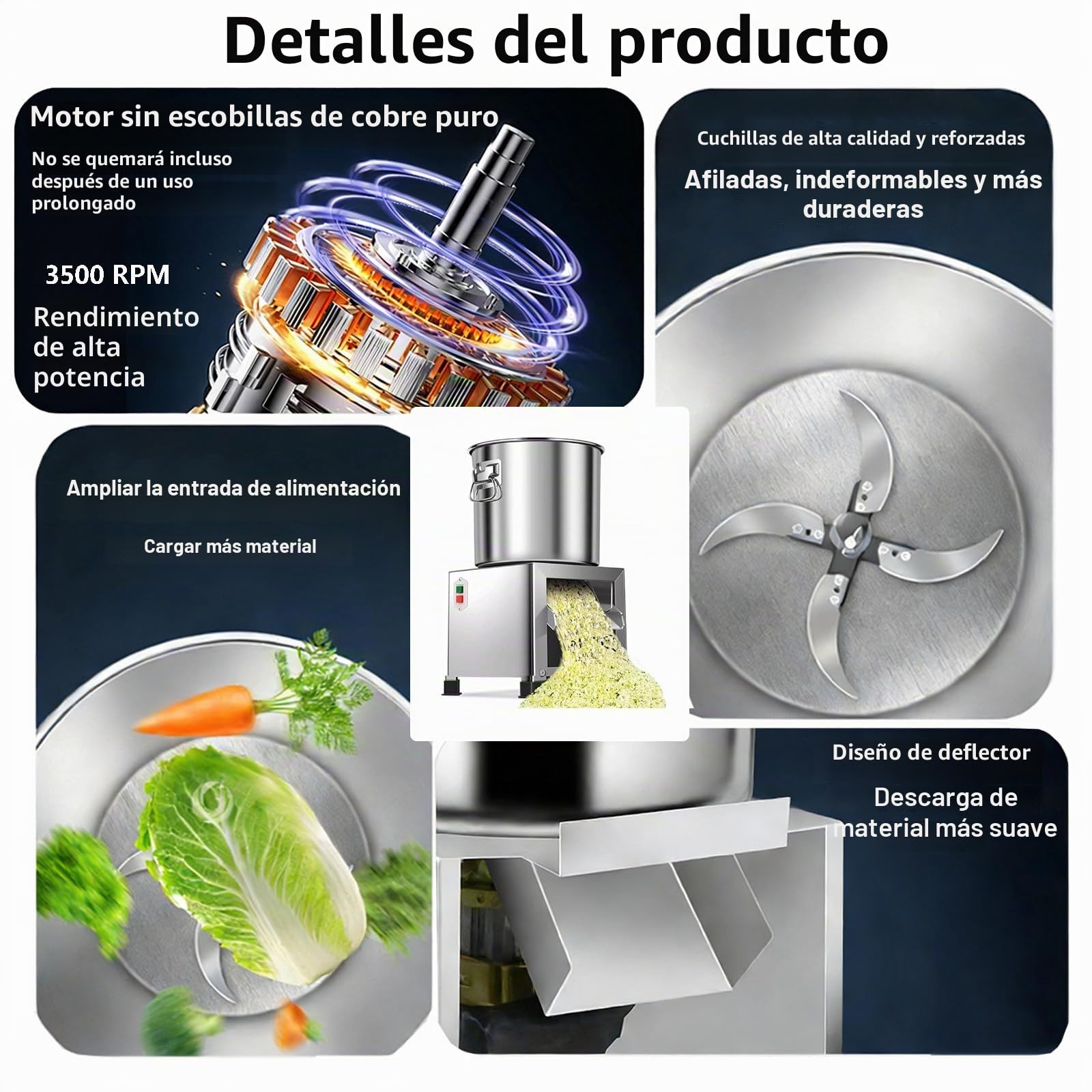 Procesador De Alimentos Comercial, Picadora Eléctrica De Verduras De 3500 RPM, Rallador Y Triturador Profesional De Verduras De 1800 W, para Una Alimentación Animal Eficiente.