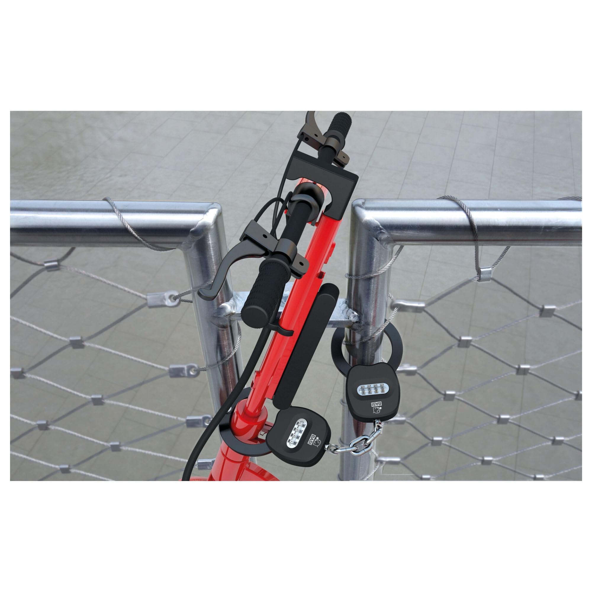 BASI Candado para patinete eléctrico con código numérico de 4 dígitos, candado macizo para esposas, candado antirrobo para bicicleta, bicicleta eléctrica, motocicleta, alta seguridad, incluye 2 llaves