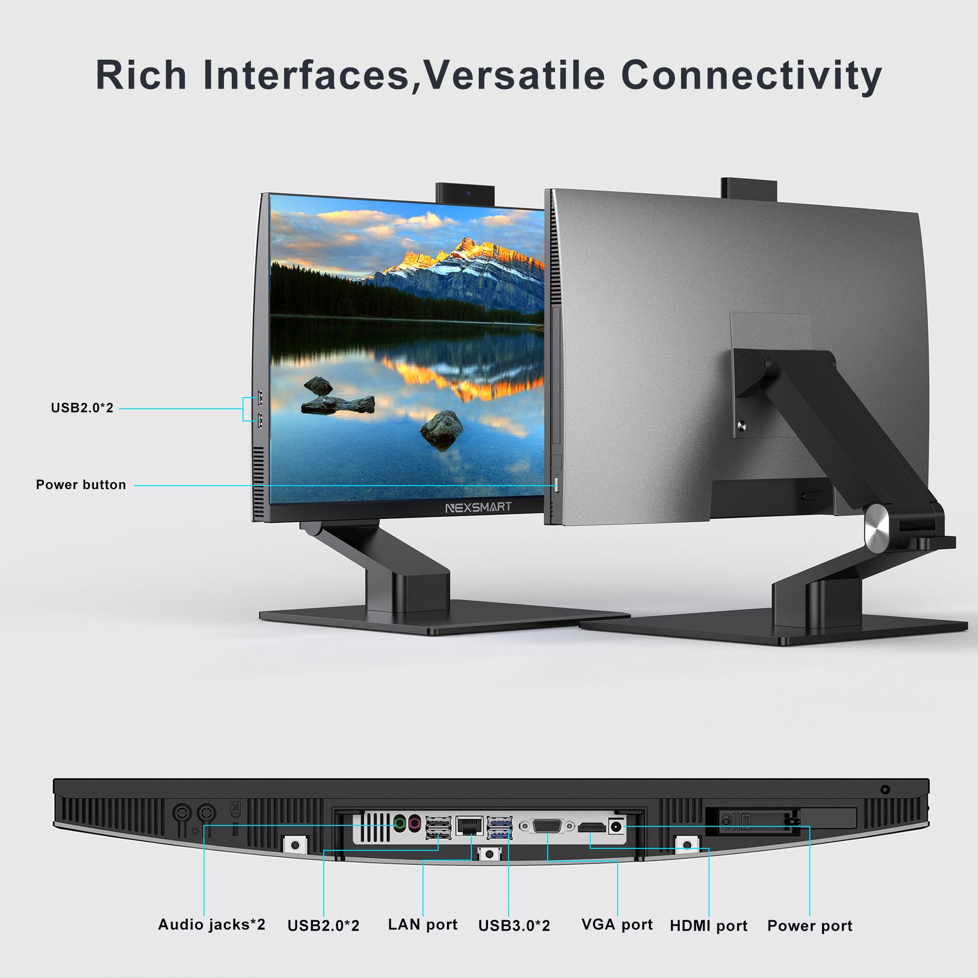 PC All-in-one Desktop Computer Touchscreen Core i7 (fino a 3,8GHz) 23,8'' FHD PC Tutto in uno 8GB RAM 512GB SSD Webcam pop-up Dual Band WiFi Blutooth Angolo dello schermo regolabile da -3° a 60°