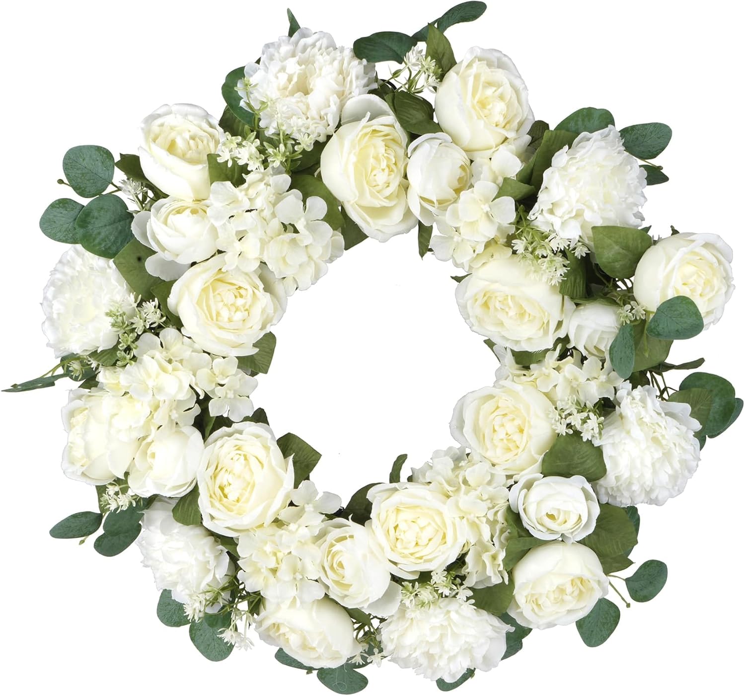Ashland 22" Cream Peony & Hydrangea Mix Wreath, Spring Floral for Crafting and Home Decor
