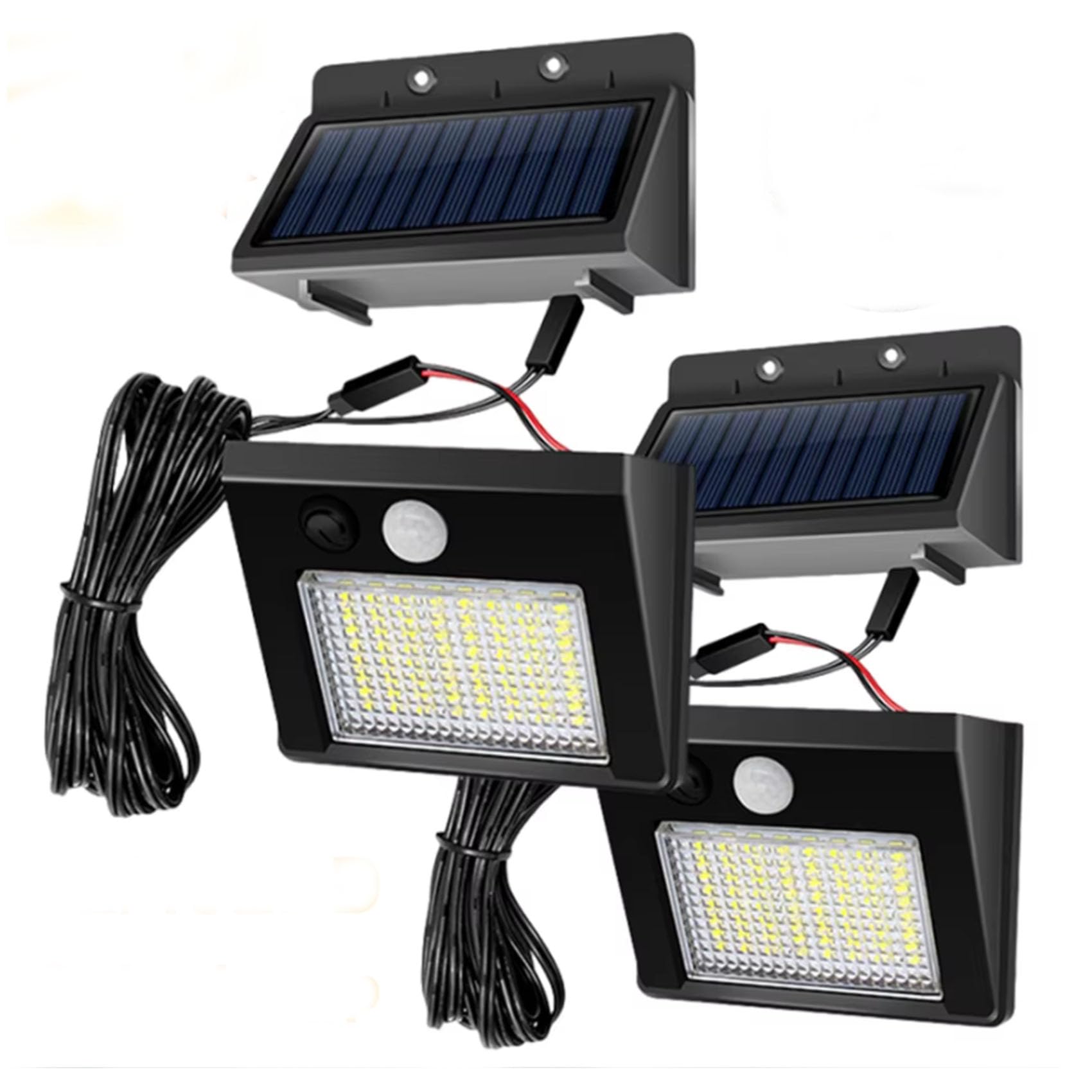 Lampe solaire divisée 48 LED lot de 2 appliques murales avec batterie 1200mAh