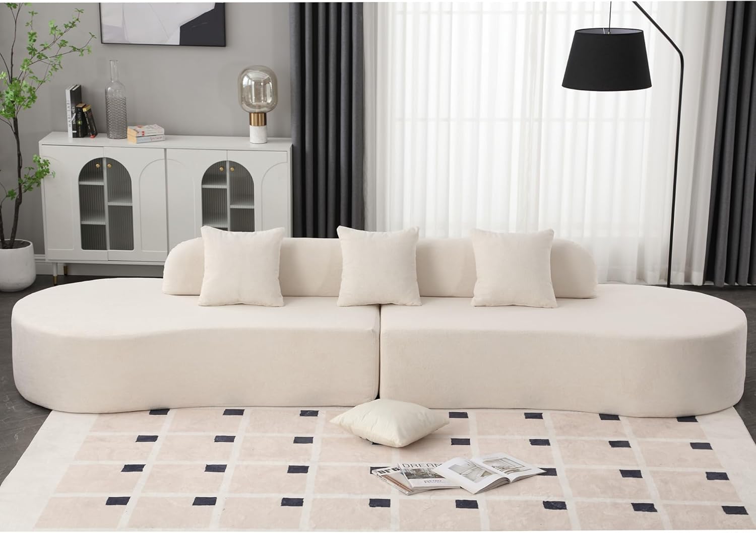 130.5" Modern Curved Modular Sectional Sofa - Beige