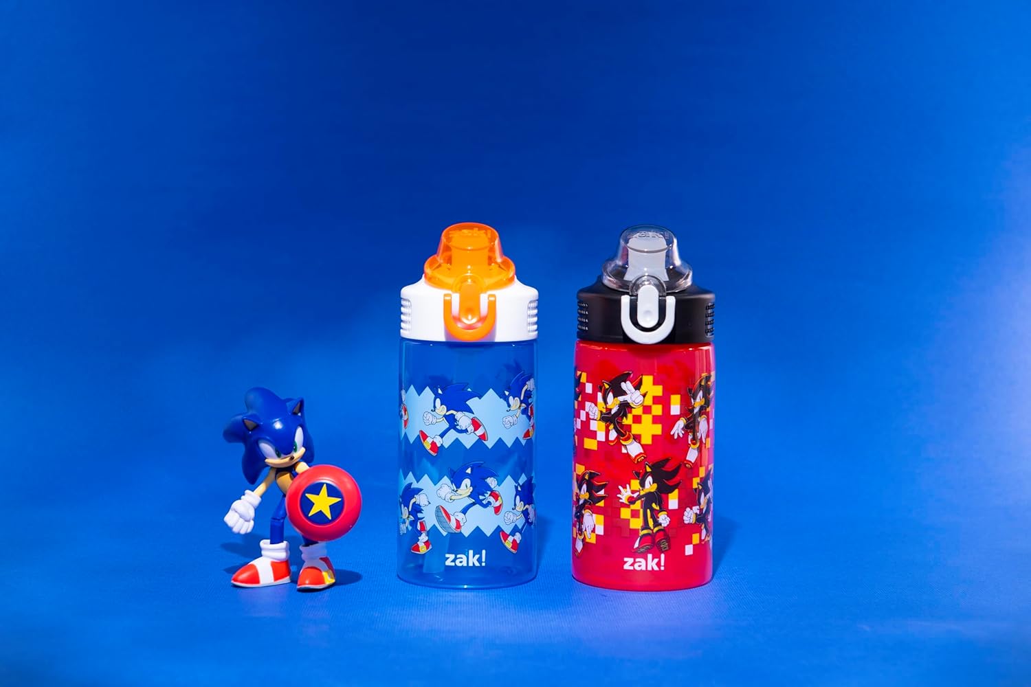 Zak Designs Sonic the Hedgehog Sage Kids Water Bottle For School or Travel, 16oz Durable Plastic Water Bottle With Straw, Handle, and Leak-Proof, Pop-Up Spout Cover, 2-Pack Set (Sonic & Shadow) - Image 11