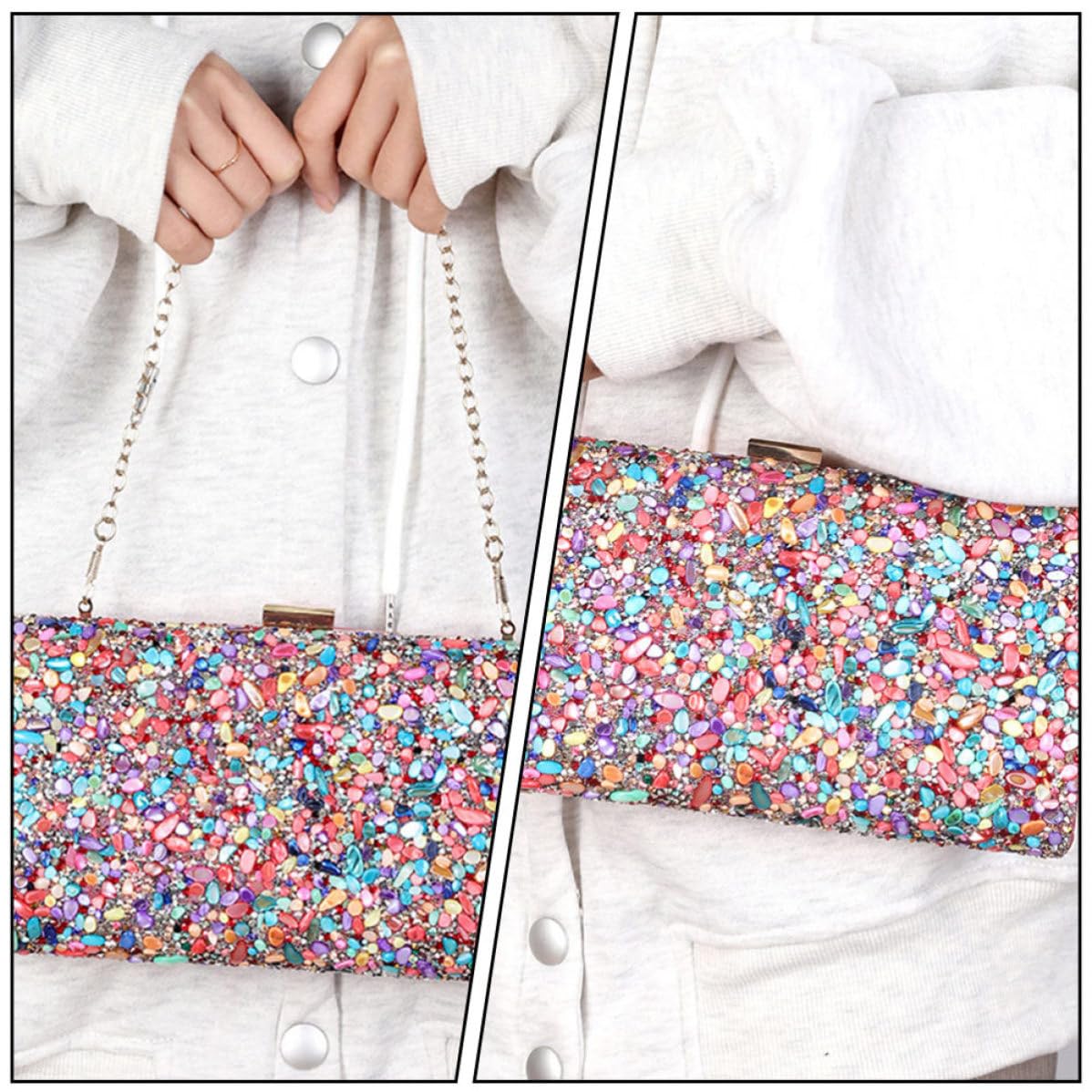 Generisch Abendtasche Damen, Bunte Partytüte, Dekorative Kettenhandtasche, praktisch und tragbar, geeignet für Partys und besondere Anlässe