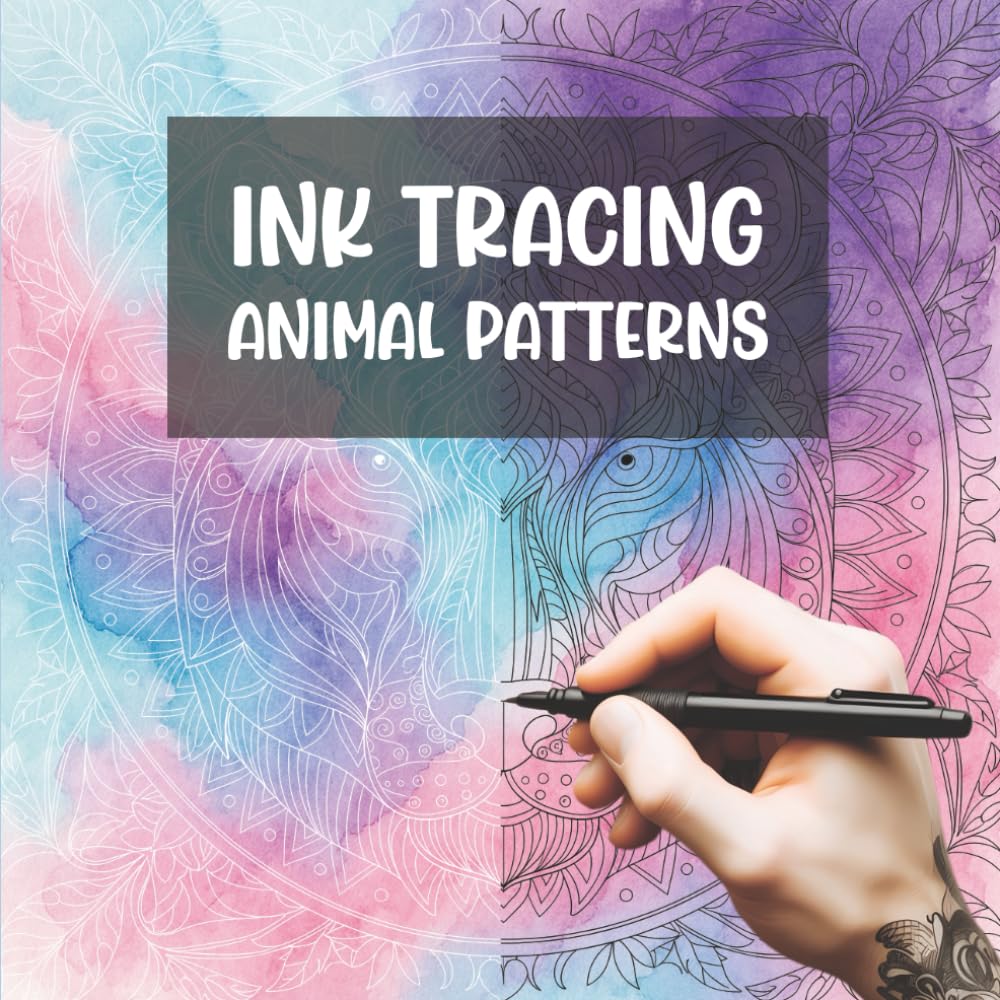 Ink Tracing Animal Patterns: Reverse Coloring Book of Geometric Animal Designs for Mindful Tracing and Creative Relaxation