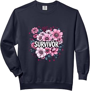 Survivor Pink Ribbon Breast Cancer Awareness Month Support Comfort Colors Adult Sweatshirt
