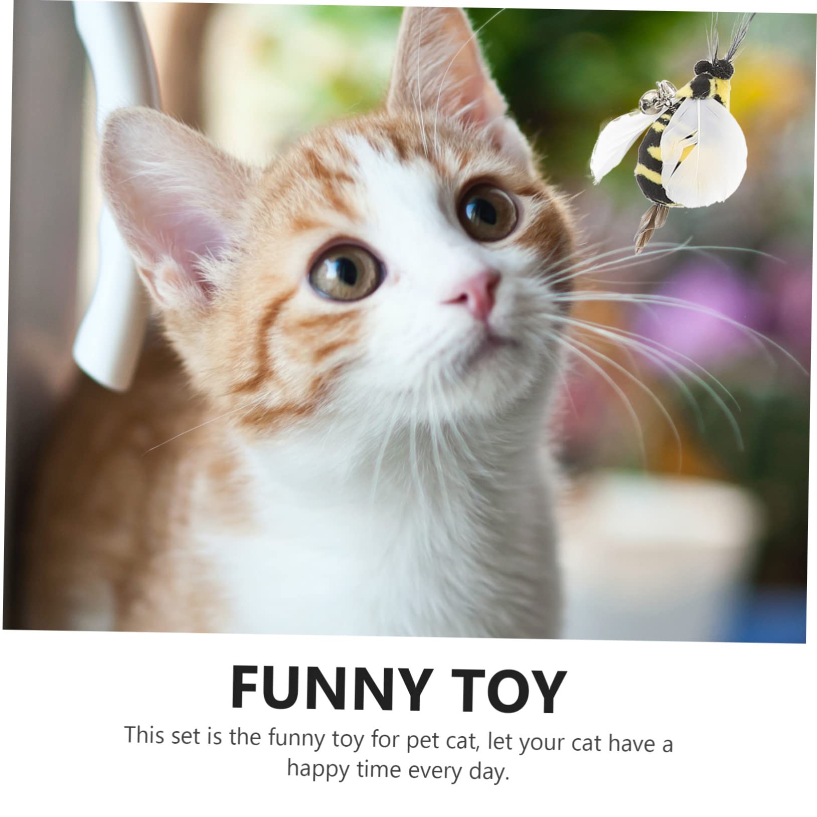 VANZACK 4ensembles à Plumes pour Chat avec Têtes De Rechange De Jouets Interactifs pour Chats Intérieur Compris Têtes Forme De Lézard De Guêpe De Cigale