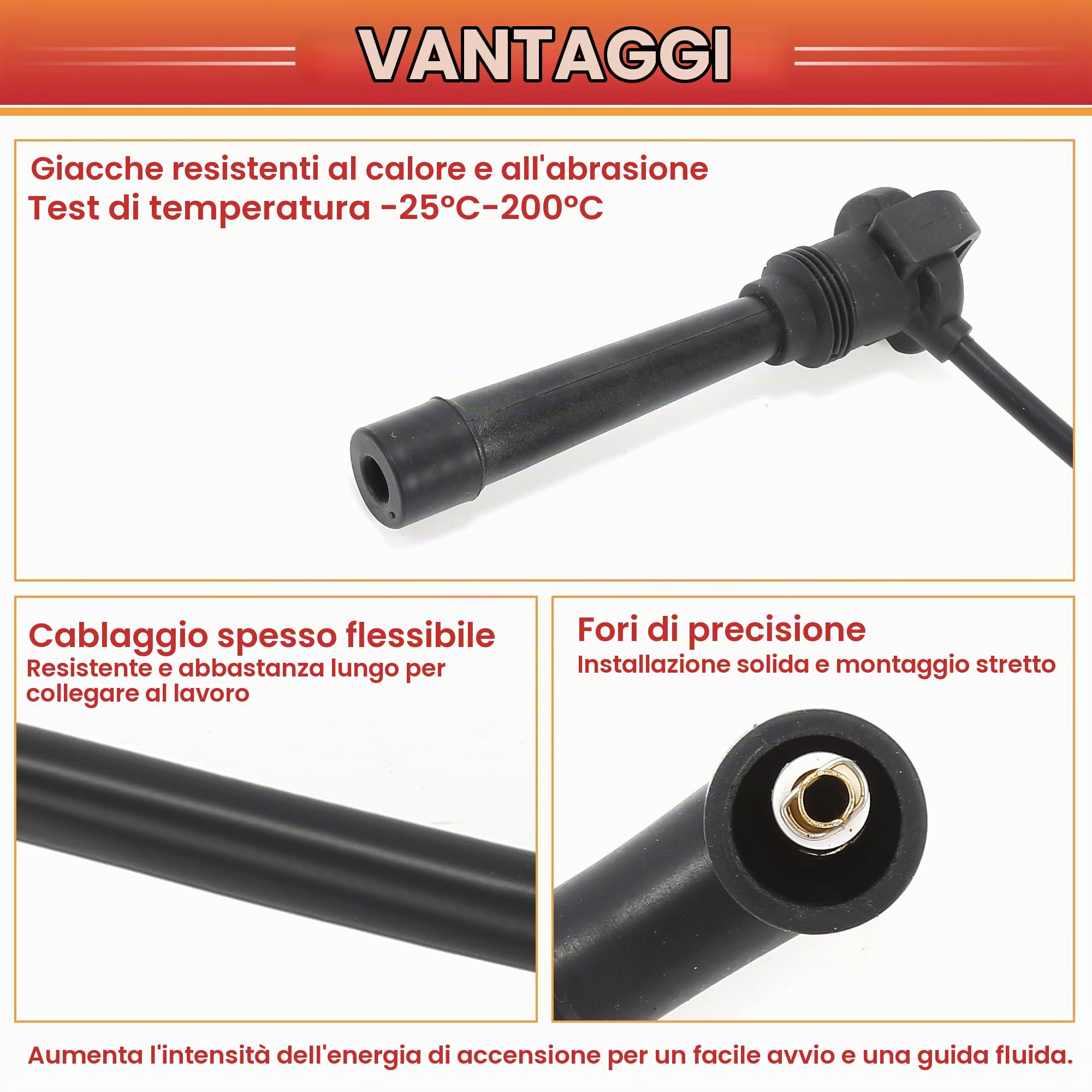 QUARKZMAN Bobina Candele Cavi Cavo di Accensione per Fiat Brava 1998-2002 No.46743086 - Pacco da 4