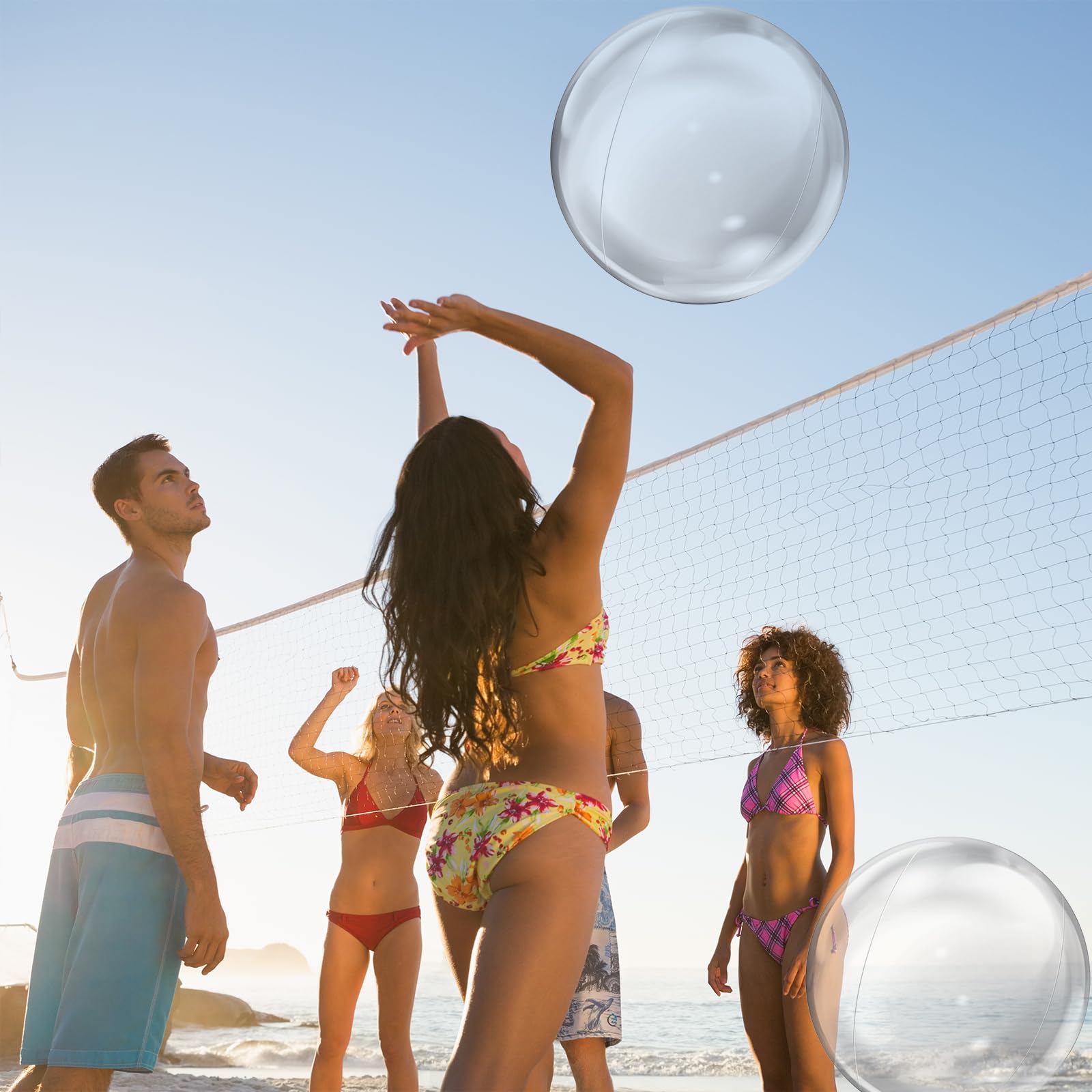 Pelota Transparente Inflable 2 Piezas Pelota Inflable Playa PVC Pelota Piscina Hinchable para Juguetes de Playa, Fiesta de Verano