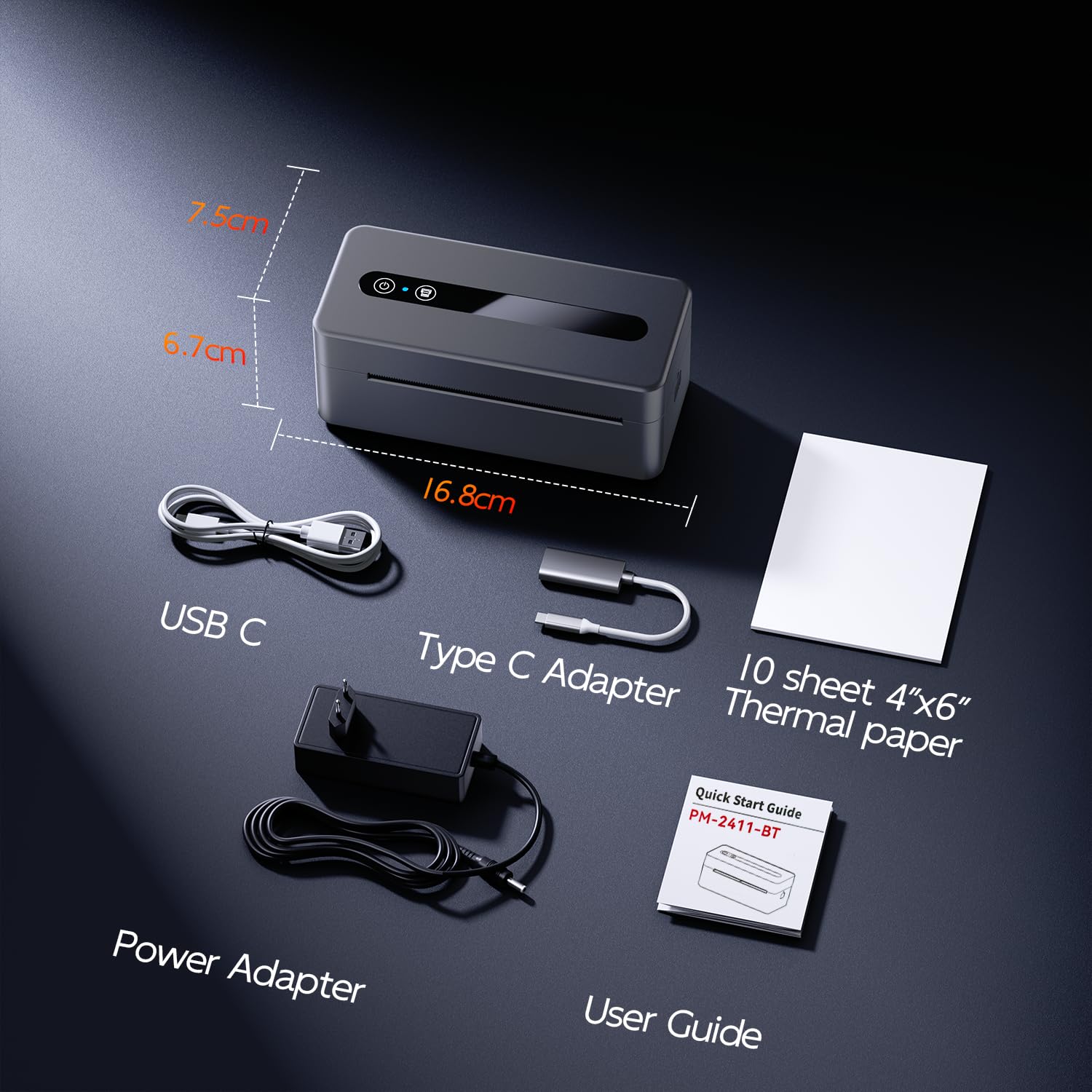 TATTMUSE DHL Etikettendrucker Bluetooth, Versandetiketten Drucker 4x6, Grau | Label Printer Unterstützt iOS, Android, Windows und Mac, Thermodrucker Labeldrucker Kompatibel mit Amazon, Vinted, DPD