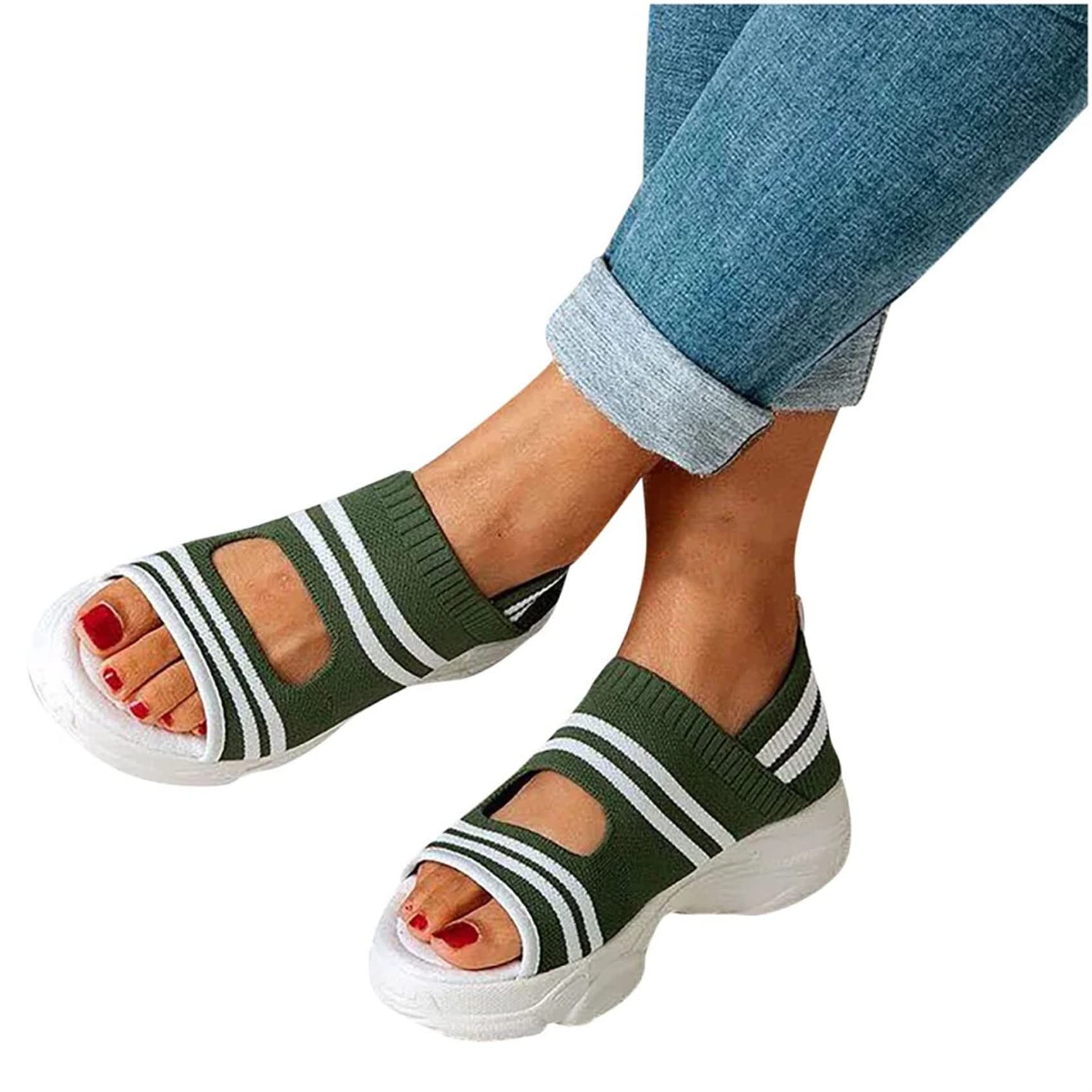 Luway Women's Green 2023 Upgrade Summer Washable Slingback Orthopedic Slide Sport Sandals Mesh Soft Sole Fashion Shoes Summer Washable Sandals For ,,Us9/Eu41