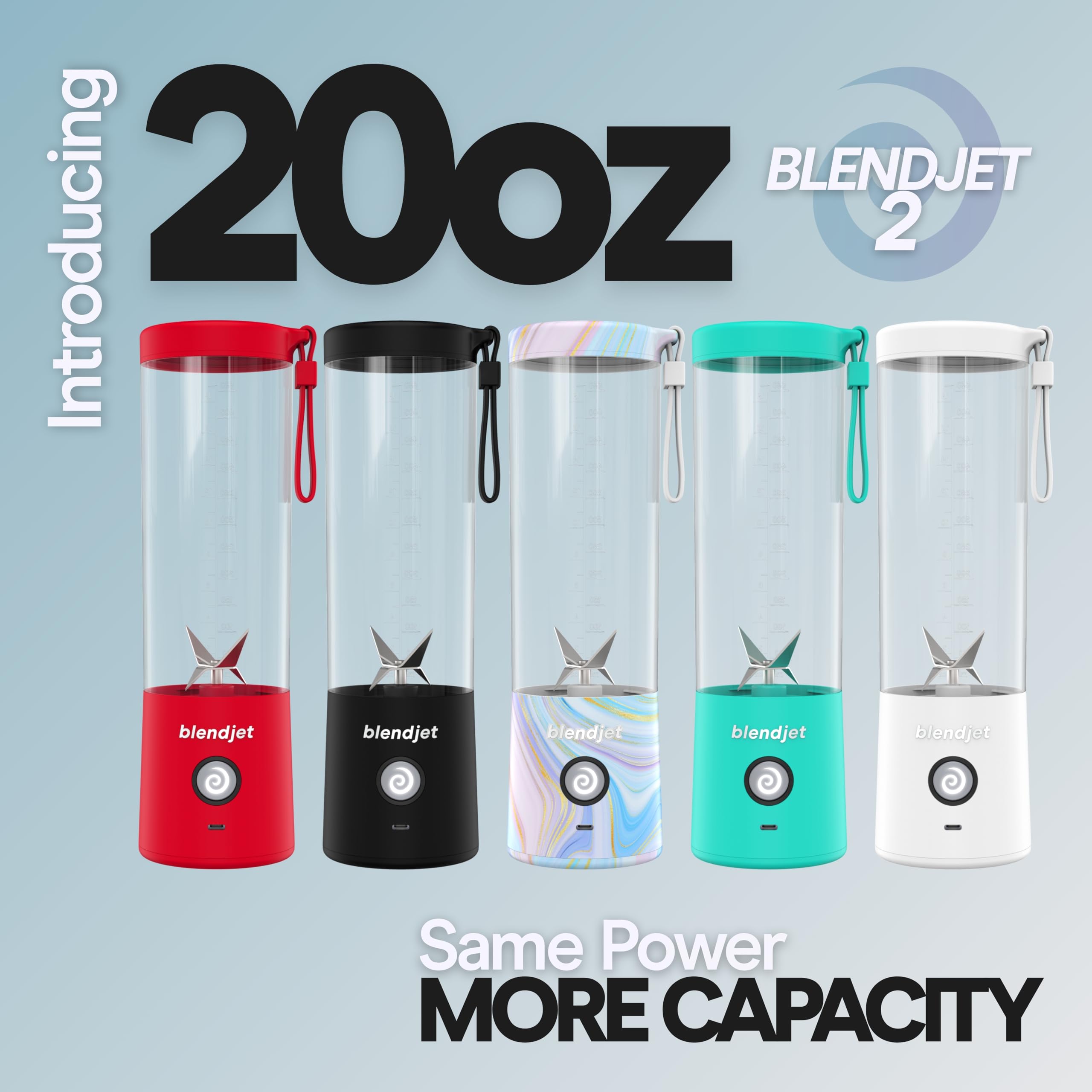 BlendJet 2 Portable Blender for Smoothies & Shakes - BlendJet Cordless Personal & Small Blender, USB-C Rechargeable & Self Cleaning - (Mint, 16 oz.): Geode 20 oz.