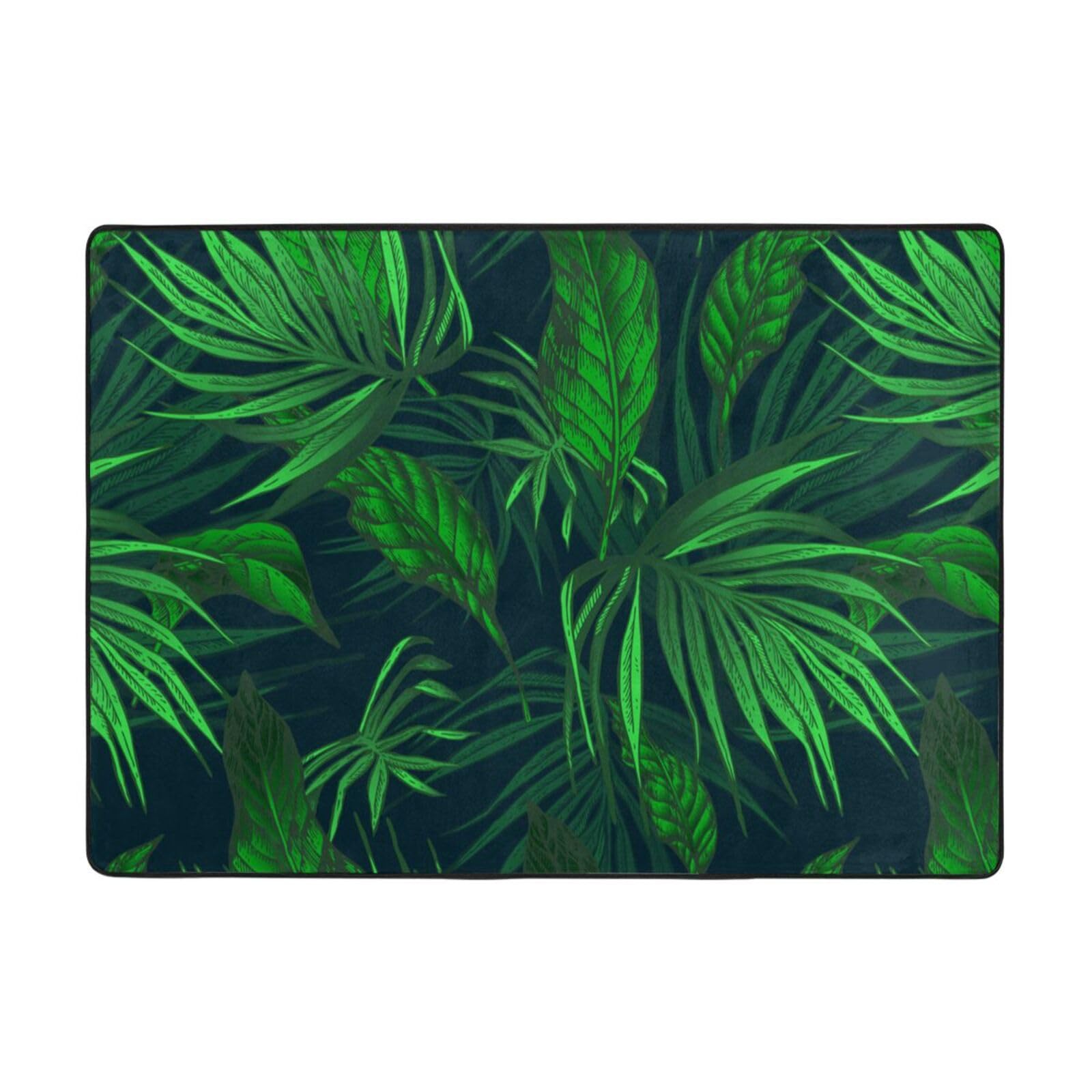 Plante Tropicale Verte imprimée, Tapis de Sol antidérapant pour Salon et Chambre, 208 x 148 cm