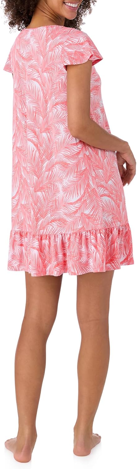 Tommy Bahama - Women's Short Nightgown, Short Sleeve Stretch Jersey Ruffle Hem Dress for Sleep or Lounge - Image 3
