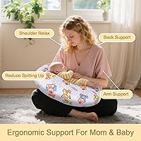 Vista 3 de Almohada de lactancia para bebé, almohada ajustable para alimentación con biberón, esencial para lactancia materna para mamá y bebé más saludable