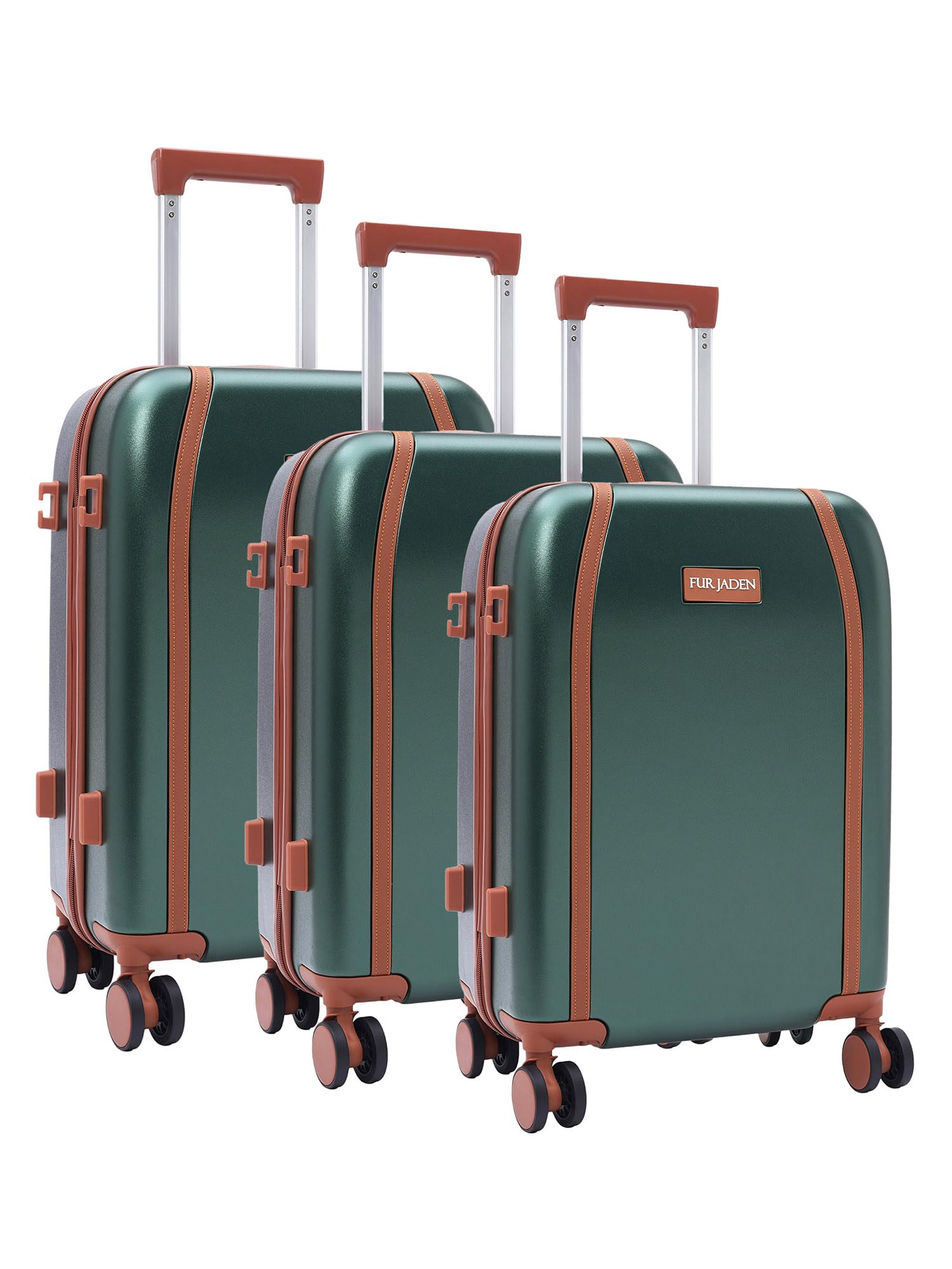 The Wayfarer Polycarbonate Travel Luggage Suitcase with 8 StealthTech Silent Shock Absorbing Wheels, TSA Lock & Aviation Grade Telescopic Trolley (Forest Green, Set of 3)