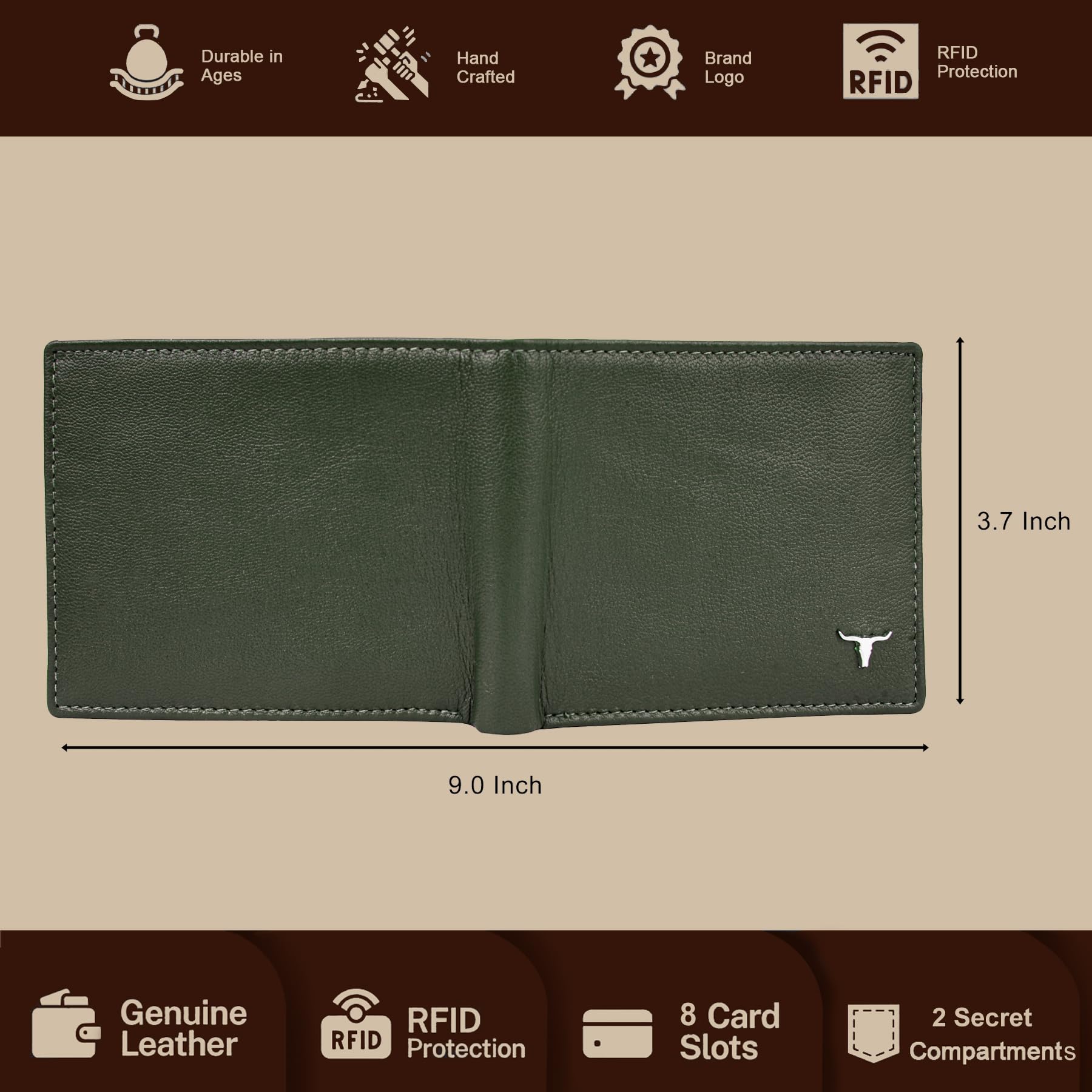 URBAN FOREST George Green Leather Wallet for Men - Image 4 thumbnail