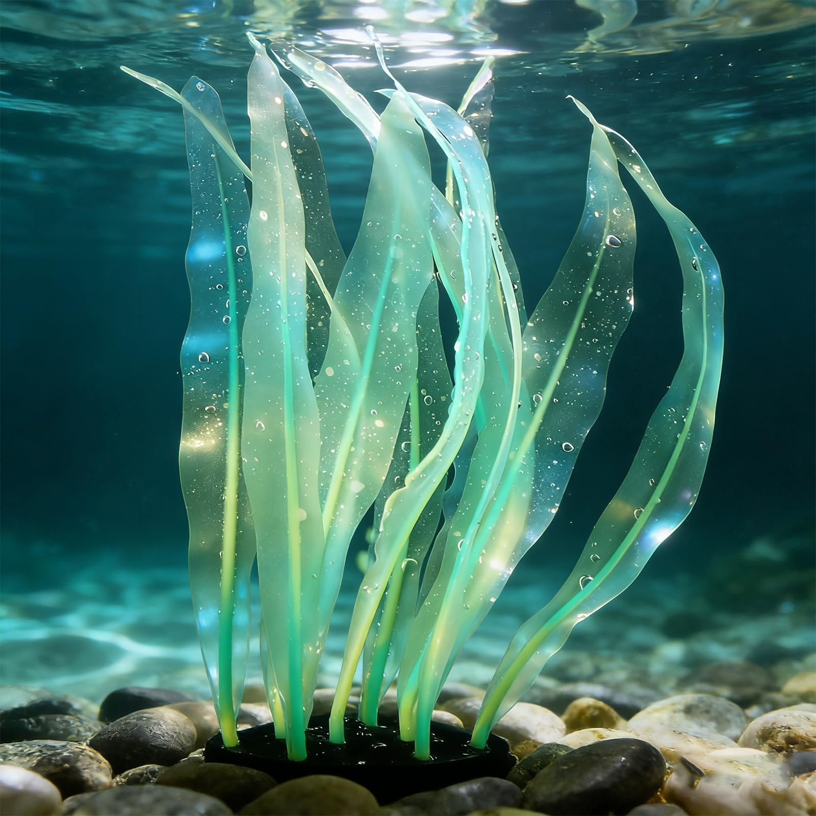 Muiltvoe Aquarium Decoration, 10" Plastic Fish Tank Plants Artificial Silicone Glowing Kelp Aquarium Plants Ornament, (Pink, 1 Pcs), Intended for Tall Fish Tank Decor/Landscaping