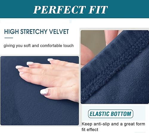 Miniatura 4 de Funda otomana rectangular, de terciopelo elástico, fundas otomanas rectangulares gruesas, fundas rectangulares para otomanas, funda de taburete