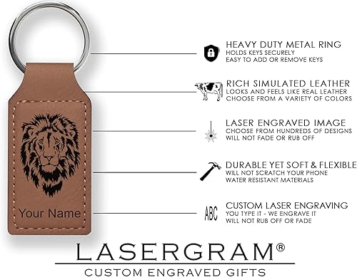 Miniatura 5 de LaserGram Llavero rectangular, con tapa de graduación de clase 2023, 2024, 2025, 2026, grabado personalizado incluido (marrón oscuro)