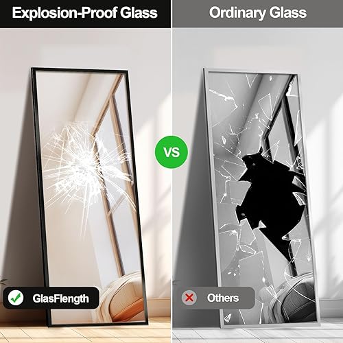 Miniatura 5 de Espejo rectangular de longitud completa de 58 x 20 pulgadas, para vestidor, color negro