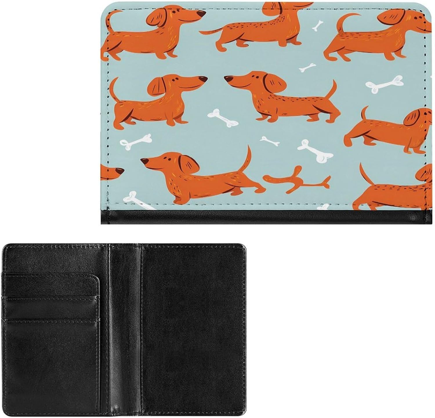 Dachshund Dogs Pattern Travel Passport Holder Passports Protective Cover for Women Men with Card Slots
