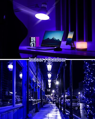 Miniatura 4 de ORALUCE Bombilla azul para porche equivalente a 40 W, bombillas LED A15 para decoración e iluminación de fiestas de Halloween, Navidad, bombilla de