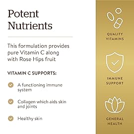 Solgar Vitamin C 1000 mg with Rose HIPS, 250 Tablets - Antioxidant & Immune Support - Overall Health - Supports Healthy Skin & Joints - Non-GMO, Vegan and Kosher - 250 Servings
