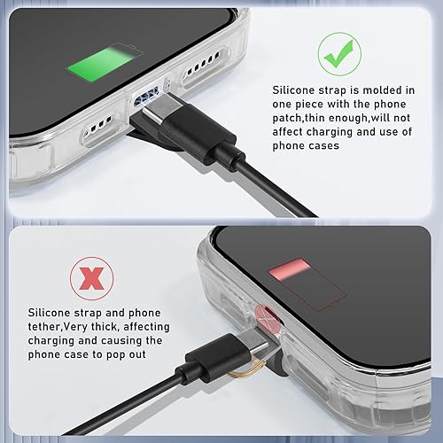 Miniatura 4 de ROCONTRIP Cordón para teléfono, agarre 2 en 1 para teléfono y correa cruzada para teléfono, dijes de silicona para teléfono y correa para el dedo