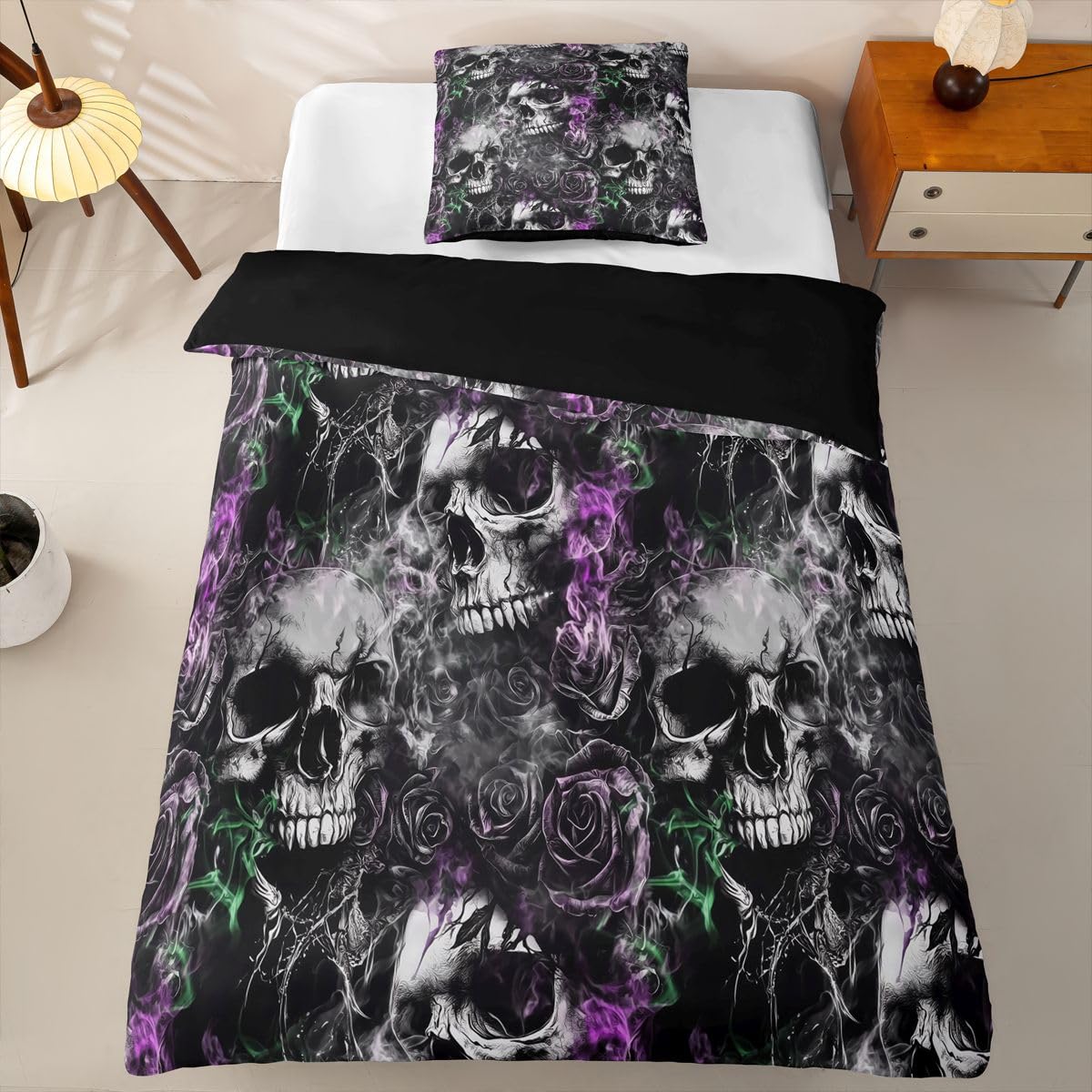 Homewish Zuckerschädel Microfaser 135x200 Bettwäsche 4teilig