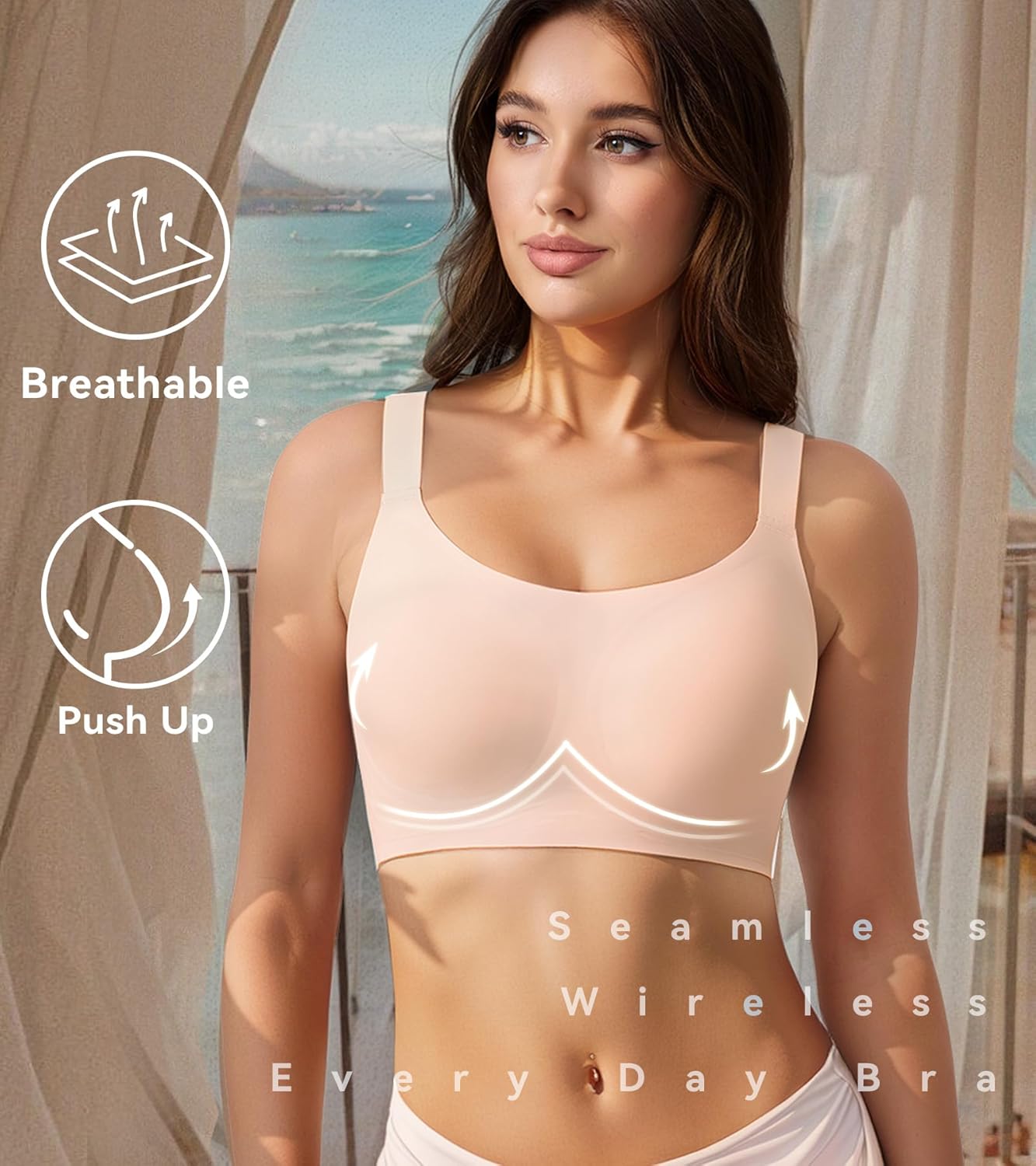 HACI Seamless Wireless Everyday Bra for Women No Underwire Bralettes Full Coverage Bras with Support Push up - Image 4