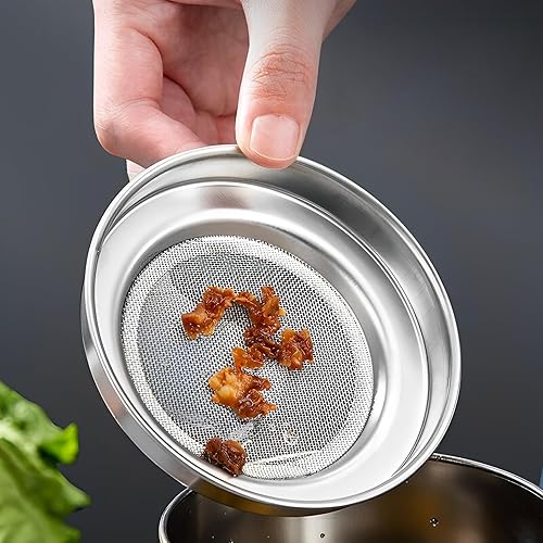 Miniatura 5 de 2 coladores de aceite para freidora de 24 onzas para cocina, olla de filtro de aceite de acero inoxidable con filtro de malla fina, tapa a prueba de