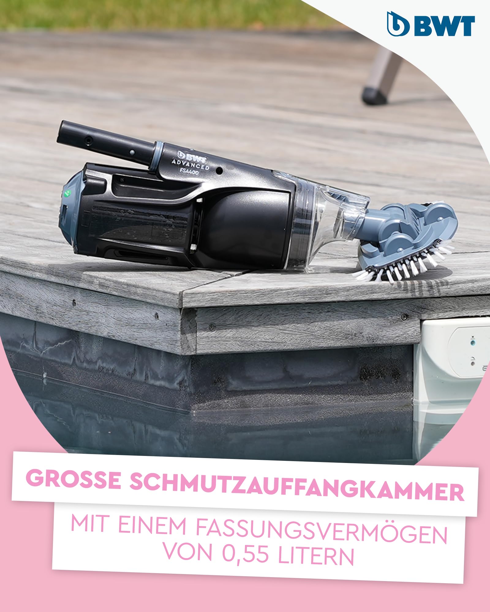 BWT Poolsauger Akku FSA400 | Effiziente Reinigung von Pools | Kabelloser Betrieb mit maximaler Bewegungsfreiheit | Poolroboter | Pool Zubehör | Poolreiniger | Pool Bodensauger
