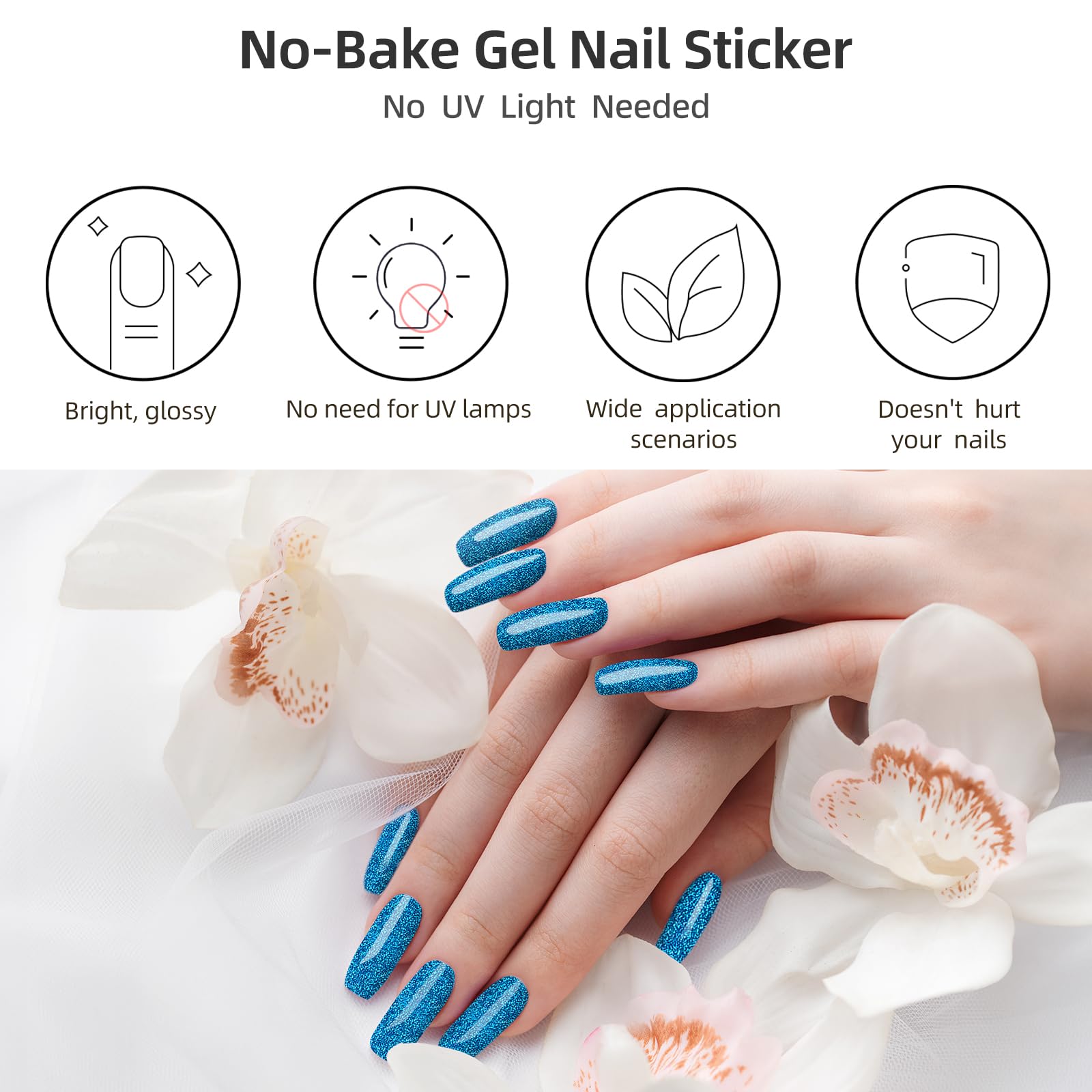 DUKASOU Semi-Cured Gel Nail Strips, 22 Pieces Real Nail Polish Stickers, Gel Nail Stickers, Decals - Image 3