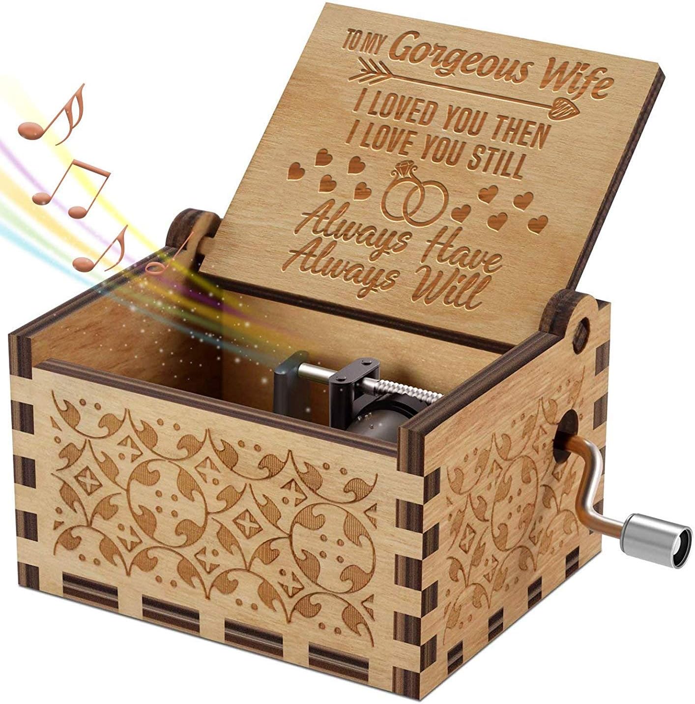 Engraved Music Box - You are My Sunshine, Gift for Wife from Husband - I Love You.