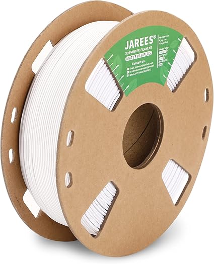 review JAREES PLA Plus/Pro Matte Filament 1.75mm,High Toughness Matte PLA+ Roll 1kg Spool (2.2lbs),White PLA 3D Printer Filament Fit Most FDM Printer (White)