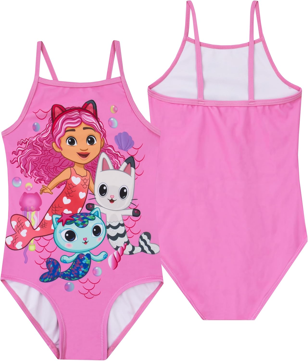 DreamWorks Gabby’s Dollhouse Girls Bathing Suit, Mermaid Girls Swimsuit, Kids Bathing Suit for Summer