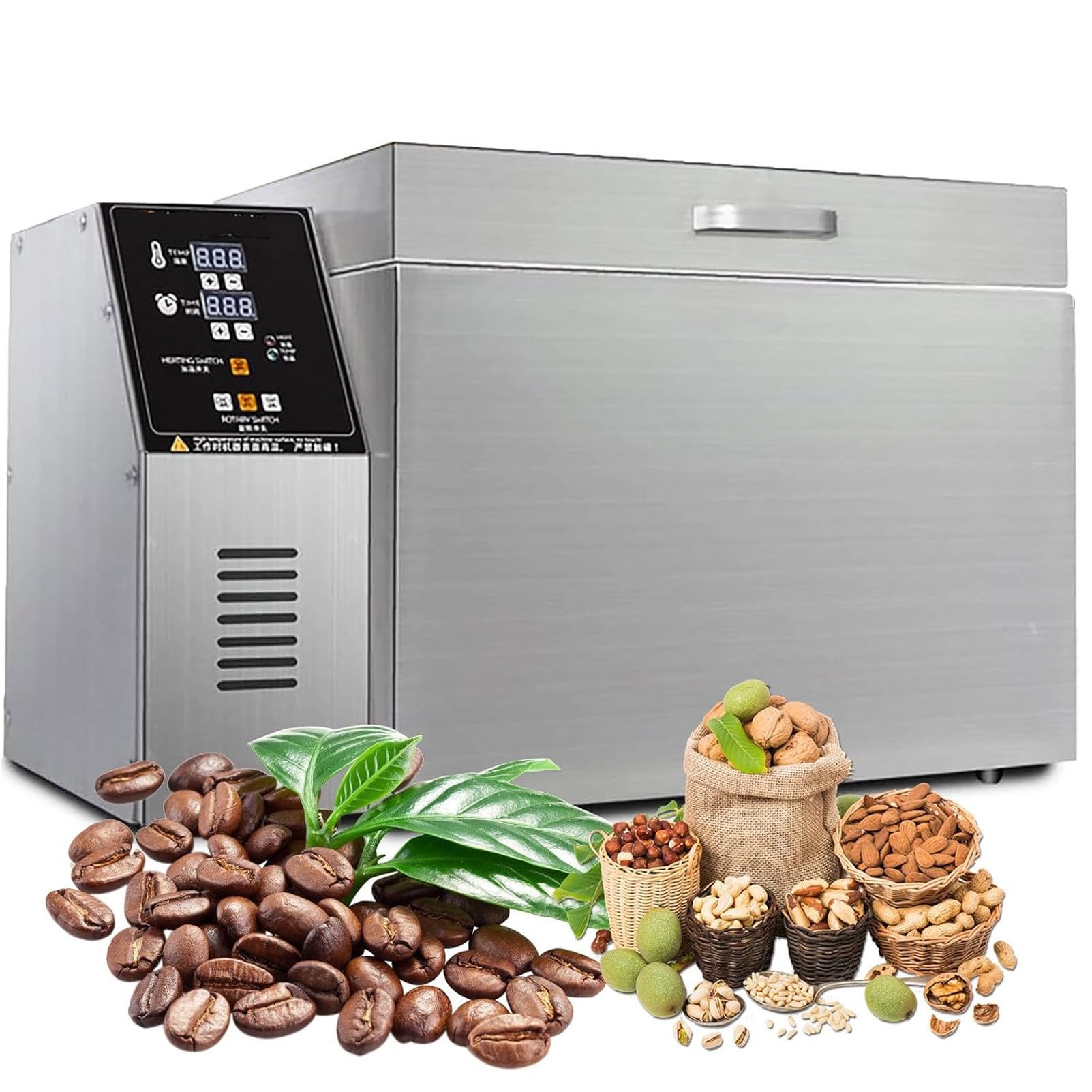Ofyphth 1500/2200w Peanut Roaster Machine, Nut Roaster Machine, Commercial Electric Coffee Bean Roaster, 30-350℃ Adjustable, 360° Rotation, for Coffee/Beans/ChestnutsPeanuts. Type10