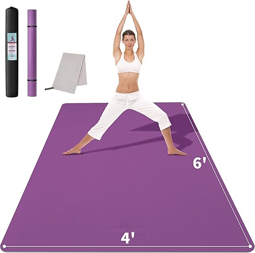 Miniatura 1 de CAMBIVO Tapete de yoga grande (6 pies x 4 pies x 1664 pulgadas 6 mm), extra ancho de TPE (elastómero termoplástico) para hombres y mujeres,