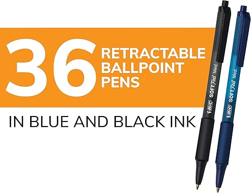 Miniatura 2 de BIC Soft Feel - Bolígrafo retráctil, punta media (0.04 pulgadas), agarre cómodo y suave al tacto, ideales para tomar notas, colores surtidos (negro